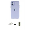 MARSİLYAN™- iPhone 12 Kılıf Atlas Minimal Prime - Siyah Joko Magic 5D Hayalet Cam + Renkli Kamera Lens Koruma Cam - PE