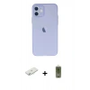 MARSİLYAN™- iPhone 12 Kılıf Atlas Minimal Prime - Siyah Joko Magic 5D Hayalet Cam + Renkli Kamera Lens Koruma Cam - SI