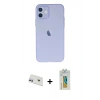 MARSİLYAN™- iPhone 12 Kılıf Atlas Minimal Prime - Siyah Polymer Nano Ekran Koruyucu + Rainbow Kamera Lens Koruma Cam - MR