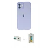 MARSİLYAN™- iPhone 12 Kılıf Atlas Minimal Prime - Siyah Polymer Nano Ekran Koruyucu + Rainbow Kamera Lens Koruma Cam - YL