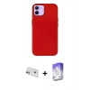 MARSİLYAN™- iPhone 12 Kılıf Çekirdek Çizgi - Siyah Bilvis 5in1 3D Magic Cam Ekran Koruyucu + Rainbow Kamera Lens Koruma Cam - MR