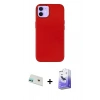 MARSİLYAN™- iPhone 12 Kılıf Çekirdek Çizgi - Siyah Bilvis 5in1 5D Magic Hayalet Cam Ekran Koruyucu + Rainbow Kamera Lens Koruma Cam - YL