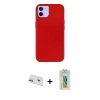 MARSİLYAN™- iPhone 12 Kılıf Çekirdek Çizgi - Siyah Polymer Nano Ekran Koruyucu + Rainbow Kamera Lens Koruma Cam - MR