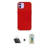 MARSİLYAN™- iPhone 12 Kılıf Çekirdek Çizgi - Siyah Polymer Nano Ekran Koruyucu + Kamera Lens Koruma Cam - SF