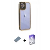MARSİLYAN™- iPhone 12 Kılıf Çekirdek Klasik Serisi - Siyah Bilvis 5in1 3D Magic Cam Ekran Koruyucu + Shine Kamera Lens Koruma Cam - GS