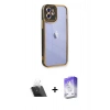 MARSİLYAN™- iPhone 12 Kılıf Çekirdek Klasik Serisi - Siyah Bilvis 5in1 3D Magic Cam Ekran Koruyucu + Kamera Lens Koruma Cam - SF