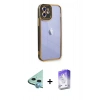 MARSİLYAN™- iPhone 12 Kılıf Çekirdek Klasik Serisi - Siyah Bilvis 5in1 3D Magic Cam Ekran Koruyucu + Mavi Raze Metal Kamera Lens