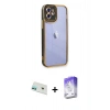 MARSİLYAN™- iPhone 12 Kılıf Çekirdek Klasik Serisi - Siyah Bilvis 5in1 3D Magic Cam Ekran Koruyucu + Rainbow Kamera Lens Koruma Cam - YL