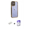 MARSİLYAN™- iPhone 12 Kılıf Çekirdek Klasik Serisi - Siyah Bilvis 5in1 3D Magic Cam Ekran Koruyucu + Renkli Kamera Lens Koruma Cam - PE