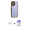 MARSİLYAN™- iPhone 12 Kılıf Çekirdek Klasik Serisi - Siyah Bilvis 5in1 3D Magic Cam Ekran Koruyucu + Renkli Kamera Lens Koruma Cam - SI