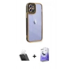 MARSİLYAN™- iPhone 12 Kılıf Çekirdek Klasik Serisi - Siyah Bilvis 5in1 5D Magic Hayalet Cam Ekran Koruyucu + Kamera Lens Koruma Cam - SF