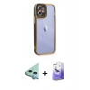 MARSİLYAN™- iPhone 12 Kılıf Çekirdek Klasik Serisi - Siyah Bilvis 5in1 5D Magic Hayalet Cam Ekran Koruyucu + Raze Metal Kamera Lens - MI