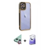 MARSİLYAN™- iPhone 12 Kılıf Çekirdek Klasik Serisi - Siyah Bilvis 5in1 5D Magic Hayalet Cam Ekran Koruyucu + Raze Metal Kamera Lens - KI