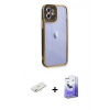 MARSİLYAN™- iPhone 12 Kılıf Çekirdek Klasik Serisi - Siyah Bilvis 5in1 5D Magic Hayalet Cam Ekran Koruyucu + Renkli Kamera Lens Koruma Cam - SI