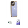 MARSİLYAN™- iPhone 12 Kılıf Çekirdek Klasik Serisi - Siyah Bilvis 5in1 5D Magic Hayalet Cam Ekran Koruyucu + Yeşil Rainbow Kamera Lens Koruma Cam