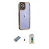 MARSİLYAN™- iPhone 12 Kılıf Çekirdek Klasik Serisi - Siyah Polymer Nano Ekran Koruyucu + Metal Kamera Lens Koruma Cam - GD