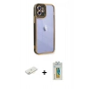 MARSİLYAN™- iPhone 12 Kılıf Çekirdek Klasik Serisi - Siyah Polymer Nano Ekran Koruyucu + Renkli Kamera Lens Koruma Cam - SI