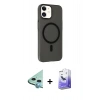 MARSİLYAN™- iPhone 12 Kılıf Çekirdek Modern Prime - Siyah Bilvis 5in1 5D Magic Hayalet Cam Ekran Koruyucu + Raze Metal Kamera Lens - MI