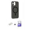 MARSİLYAN™- iPhone 12 Kılıf Çekirdek Modern Prime - Siyah Bilvis 5in1 5D Magic Hayalet Cam Ekran Koruyucu + Renkli Kamera Lens Koruma Cam - TU