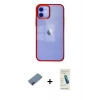 MARSİLYAN™- iPhone 12 Kılıf Doruk Doku Prime - Şeffaf Pasifik Cam Ekran Koruyucu + Metal Kamera Lens Koruma Cam - MI
