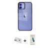 MARSİLYAN™- iPhone 12 Kılıf Doruk Doku Prime - Şeffaf Pasifik Cam Ekran Koruyucu + Rainbow Kamera Lens Koruma Cam - YL