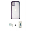 MARSİLYAN™- iPhone 12 Kılıf Doruk Doku Prime - Şeffaf Pasifik Cam Ekran Koruyucu + Rainbow Kamera Lens Koruma Cam - YL