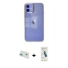 MARSİLYAN™- iPhone 12 Kılıf Doruk Doku Prime - Şeffaf Pasifik Cam Ekran Koruyucu + Rainbow Kamera Lens Koruma Cam - YL
