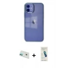 MARSİLYAN™- iPhone 12 Kılıf Doruk Doku Prime - Şeffaf Pasifik Cam Ekran Koruyucu + Rainbow Kamera Lens Koruma Cam - YL