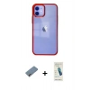 MARSİLYAN™- iPhone 12 Kılıf Doruk Doku Prime - Şeffaf Pasifik Cam Ekran Koruyucu + Shine Kamera Lens Koruma Cam - PE
