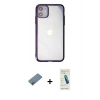 MARSİLYAN™- iPhone 12 Kılıf Doruk Doku Prime - Şeffaf Pasifik Cam Ekran Koruyucu + Shine Kamera Lens Koruma Cam - PE