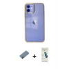 MARSİLYAN™- iPhone 12 Kılıf Doruk Doku Prime - Şeffaf Pasifik Cam Ekran Koruyucu + Shine Kamera Lens Koruma Cam - PE