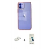 MARSİLYAN™- iPhone 12 Kılıf Doruk Doku Prime - Şeffaf Pasifik Cam Ekran Koruyucu + Renkli Kamera Lens Koruma Cam - TU