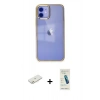 MARSİLYAN™- iPhone 12 Kılıf Doruk Doku Prime - Şeffaf Pasifik Cam Ekran Koruyucu + Renkli Kamera Lens Koruma Cam - TU