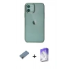 MARSİLYAN™- iPhone 12 Kılıf Doruk Doku Prime - Siyah Bilvis 5in1 3D Magic Cam Ekran Koruyucu + Shine Kamera Lens Koruma Cam - GI