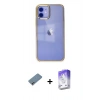 MARSİLYAN™- iPhone 12 Kılıf Doruk Doku Prime - Siyah Bilvis 5in1 3D Magic Cam Ekran Koruyucu + Shine Kamera Lens Koruma Cam - GI