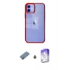 MARSİLYAN™- iPhone 12 Kılıf Doruk Doku Prime - Siyah Bilvis 5in1 3D Magic Cam Ekran Koruyucu + Shine Kamera Lens Koruma Cam - GI