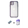 MARSİLYAN™- iPhone 12 Kılıf Doruk Doku Prime - Siyah Bilvis 5in1 3D Magic Cam Ekran Koruyucu + Metal Kamera Lens Koruma Cam - KI
