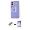 MARSİLYAN™- iPhone 12 Kılıf Doruk Doku Prime - Siyah Bilvis 5in1 3D Magic Cam Ekran Koruyucu + Metal Kamera Lens Koruma Cam - KI