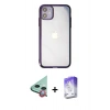 MARSİLYAN™- iPhone 12 Kılıf Doruk Doku Prime - Siyah Bilvis 5in1 3D Magic Cam Ekran Koruyucu + Kırmızı Raze Metal Kamera Lens