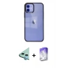 MARSİLYAN™- iPhone 12 Kılıf Doruk Doku Prime - Siyah Bilvis 5in1 3D Magic Cam Ekran Koruyucu + Raze Metal Kamera Lens - MI