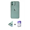 MARSİLYAN™- iPhone 12 Kılıf Doruk Doku Prime - Siyah Bilvis 5in1 3D Magic Cam Ekran Koruyucu + Raze Metal Kamera Lens - MI