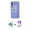 MARSİLYAN™- iPhone 12 Kılıf Doruk Doku Prime - Siyah Bilvis 5in1 3D Magic Cam Ekran Koruyucu + Raze Metal Kamera Lens - MI