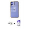MARSİLYAN™- iPhone 12 Kılıf Doruk Doku Prime - Siyah Bilvis 5in1 3D Magic Cam Ekran Koruyucu + Rainbow Kamera Lens Koruma Cam - MR