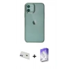 MARSİLYAN™- iPhone 12 Kılıf Doruk Doku Prime - Siyah Bilvis 5in1 3D Magic Cam Ekran Koruyucu + Rainbow Kamera Lens Koruma Cam - MR