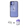 MARSİLYAN™- iPhone 12 Kılıf Doruk Doku Prime - Siyah Bilvis 5in1 3D Magic Cam Ekran Koruyucu + Rainbow Kamera Lens Koruma Cam - MR
