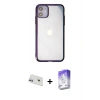 MARSİLYAN™- iPhone 12 Kılıf Doruk Doku Prime - Siyah Bilvis 5in1 3D Magic Cam Ekran Koruyucu + Rainbow Kamera Lens Koruma Cam - MR
