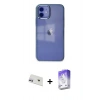 MARSİLYAN™- iPhone 12 Kılıf Doruk Doku Prime - Siyah Bilvis 5in1 3D Magic Cam Ekran Koruyucu + Rainbow Kamera Lens Koruma Cam - MR