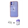 MARSİLYAN™- iPhone 12 Kılıf Doruk Doku Prime - Siyah Bilvis 5in1 3D Magic Cam Ekran Koruyucu + Rainbow Kamera Lens Koruma Cam - MR