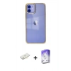 MARSİLYAN™- iPhone 12 Kılıf Doruk Doku Prime - Siyah Bilvis 5in1 3D Magic Cam Ekran Koruyucu + Renkli Kamera Lens Koruma Cam - SI