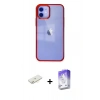 MARSİLYAN™- iPhone 12 Kılıf Doruk Doku Prime - Siyah Bilvis 5in1 3D Magic Cam Ekran Koruyucu + Renkli Kamera Lens Koruma Cam - SI